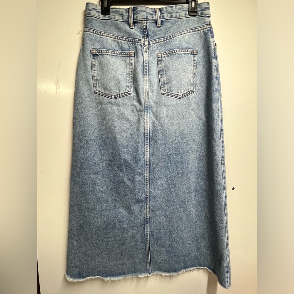 NEW Anthropologie Pilcro Maxi Denim Skirt Madi Front Slit Denim Skirt 6 Petite - Picture 3 of 9